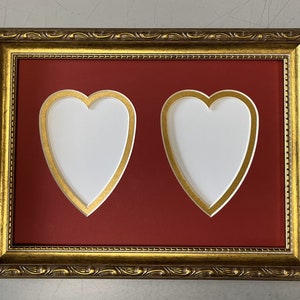 Tapete Valentine Double Red / Gold Heart 301G - Tamanho da moldura é 10 x 7 - Tamanho da imagem é 3 x 5 - Vidro transparente
