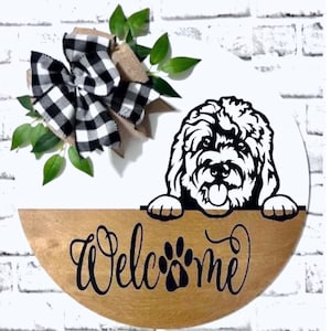 Goldendoodle 18 inch Door Hanger Welcome Sign, Pet Welcome Sign