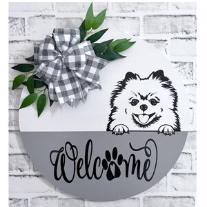 Pomeranian 18 inch Door Hanger Welcome Sign. Dog Welcome Sign, Pomeranian Sign