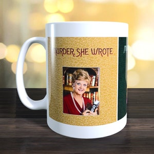 Murder She Wrote Mug, Jessica Fletcher. TV detective. Retro TV. Image wraps around the mug.