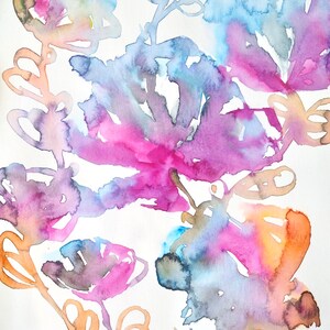 Flowers for my Home Original Watercolor Painting, Abstract flowers art, One of a Kind Artwork, Purple and Blue, Framed Artwork