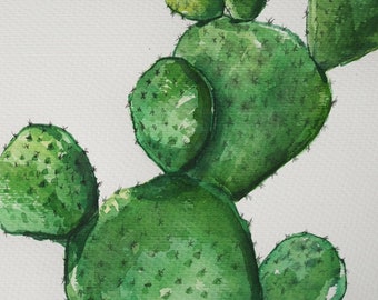 Cactus Watercolour Painting , Original Nature Picture, One of a kind, Plant Image, Home Decoration