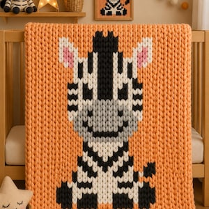 Zebra Chunky Blanket Finger Knitting Pattern: Easy DIY Tutorial (PDF Download)