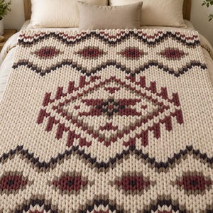Strickmuster für eine dicke Decke: Azteken-Fingerstrickmuster zum Selbermachen (PDF)