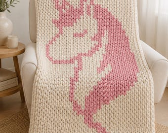Finger Knitting Unicorn Blanket Pattern: Chunky Chenille Yarn DIY (PDF Pattern)