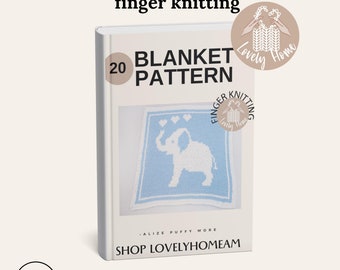 20 modelli di coperte a maglia: maglia con le dita e filato ad anello (modello PDF)