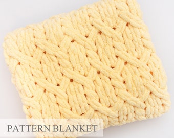 Modello per coperta in filato ad anello: motivo a nido d'ape lavorato a maglia con le dita (modello PDF)