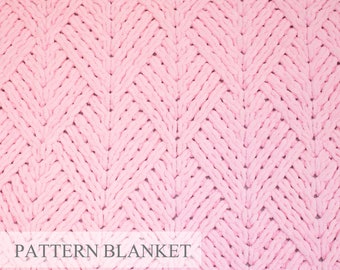 Modello per coperta in filato a spina di pesce: maglia grossa a dita (modello PDF)