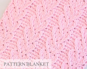 Finger knit blanket pattern pdf, Alize Puffy Blanket Pattern, Cable Hearts Blanket, Loop Yarn Blanket Pattern, Do it yourself, Heart Pattern