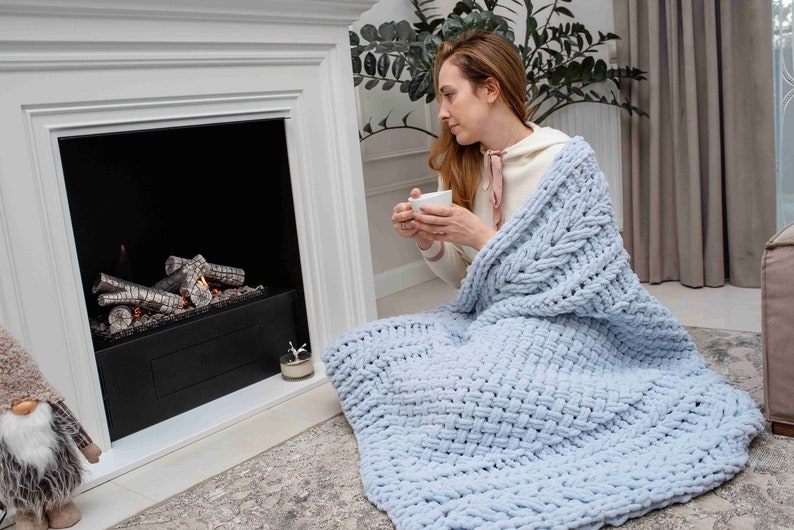 Loop Yarn Blanket Pattern Finger Knit Blanket Pattern Pdf Etsy