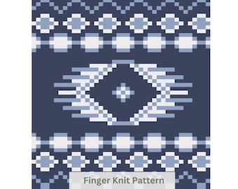 Chunky Blanket Knitting Pattern: Aztec Finger Knit DIY (PDF)