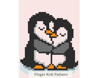 Modello per coperta spessa Penguins: tutorial per lavorare a maglia con le dita (modello PDF)