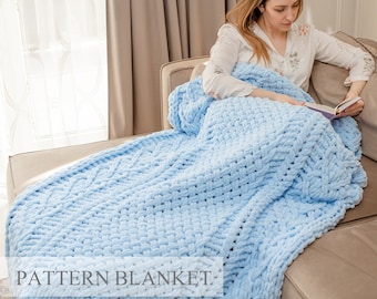 Blanket Knitting Pattern Download, Bernat Alize Yarn Pattern, Finger Crochet Blanket Pattern pdf, Loop Yarn Blanket Pattern, Love Pattern