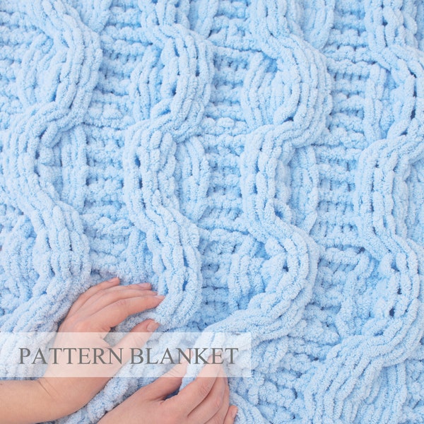 Blanket Knitting Pattern Pdf, Bernat Alize Yarn Pattern, Loop Yarn Blanket Pattern, Finger Blanket Pattern, Big Twisted Blanket Pattern