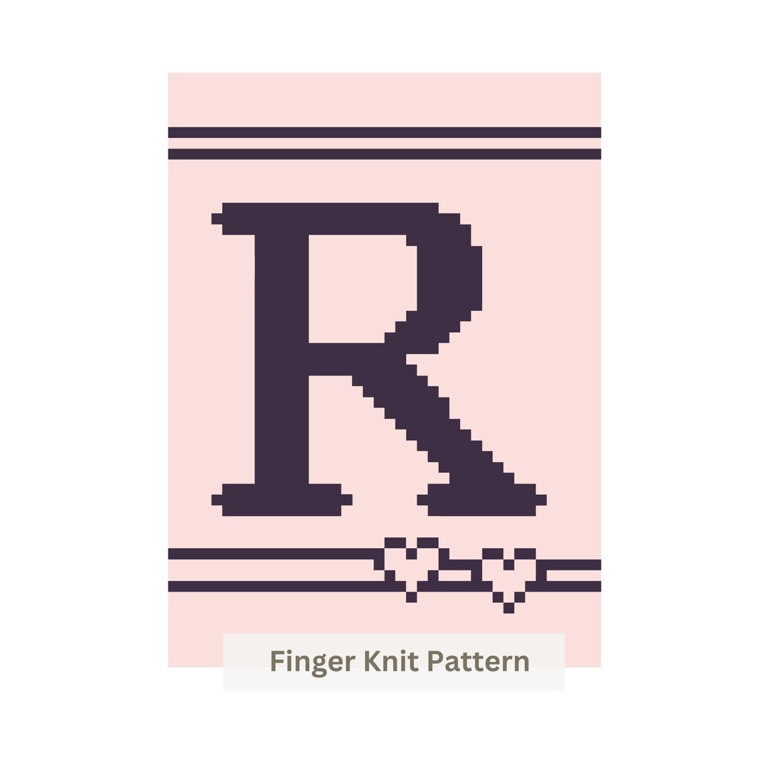 Knitting Letters R Pattern Chunky Finger Knit Blanket Pattern: Letter R Initial, Beginner DIY ...
