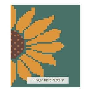 Sunflower Chunky Blanket Pattern. Finger Knitting : Good Easy DIY Tutorial (PDF). Blanket Knitting Pattern