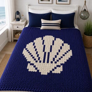Sea Shell Chunky Knit Blanket Pattern: Easy Finger Knitting Tutorial (PDF Pattern)