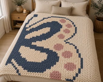 Butterfly Chunky Blanket Pattern: Easy Finger Knitting DIY (PDF)