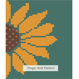 Sunflower Chunky Blanket Pattern. Finger Knitting : Good Easy DIY Tutorial (PDF). Blanket Knitting Pattern