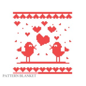Birds Blanket Pattern pdf+video Finger Chunky Knitting Alize Puffy More Bernat Graph It Loop Yarn Two Color Do It Yourself DIY