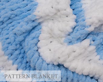 Finger Knit Blanket Pattern: Alize Puffy Loop Yarn, Beginner Wave Stitch (PDF Pattern)