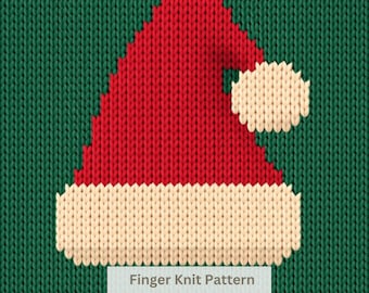Christmas Santa Hat Chunky Blanket Pattern: Finger Knitting Tutorial (PDF Pattern)
