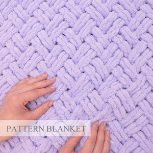 初心者向けフィンガーニットブランケットのパターン：Alize Puffy Loop Yarn（PDFパターン）
