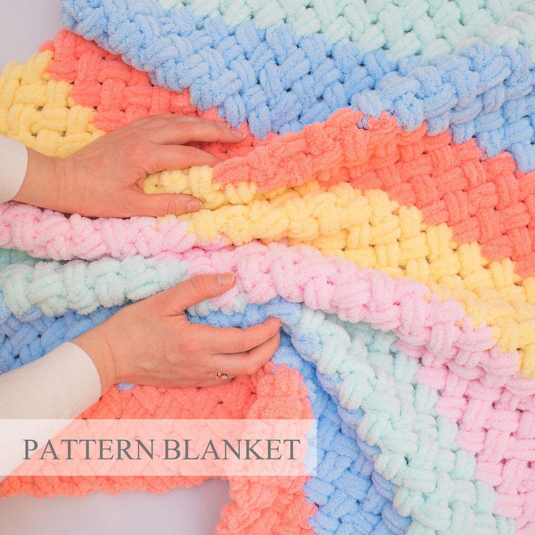 Loop Yarn Blanket Pattern: Beginner Finger Knitting (PDF Download) - Etsy