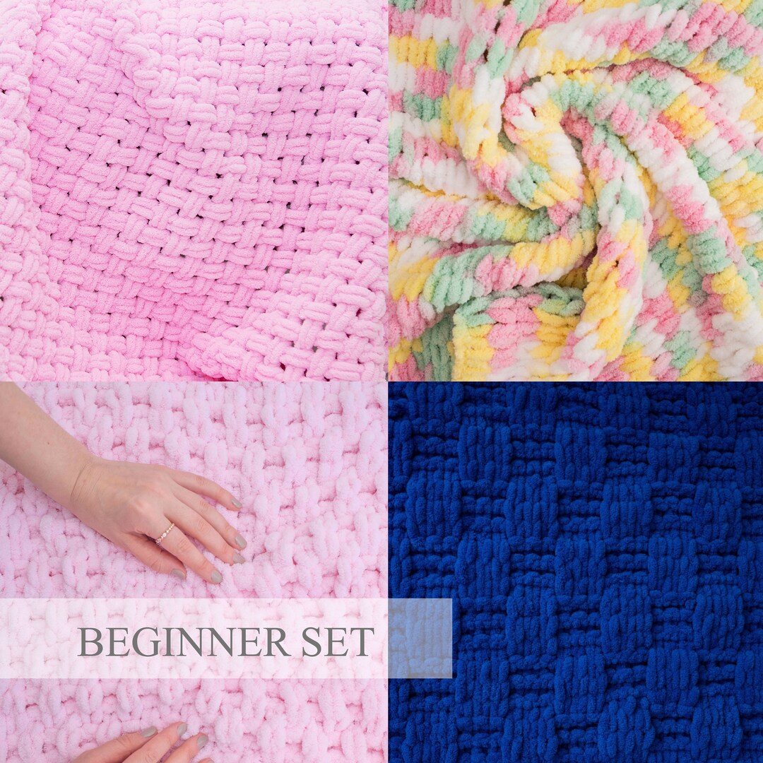 SET2 Beginners Loop Yarn Blanket Pattern, Do It Yourself, Alize Puffy