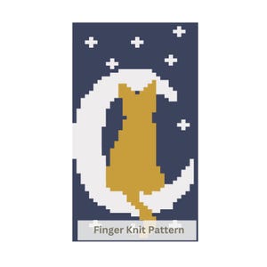 Cat Moon Blanket Pattern Chunky Yarn Graph PDF Animal Night Baby Nursery Finger Knitting Chart Cute Design