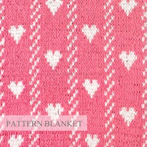 Love Hearts Blanket Pattern pdf+video Finger Chunky Knitting Alize Puffy More Bernat Graph It Loop Yarn Two Color Do It Yourself DIY