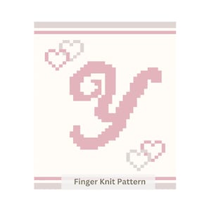 Chunky Knit Blanket Pattern. Letter Y Initial Finger Knitting. Easy Beginner PDF