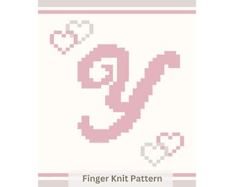 Chunky Knit Blanket Pattern. Letter Y Initial Finger Knitting. Easy Beginner PDF