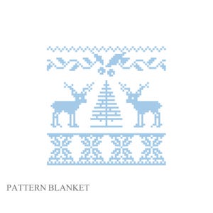 Winter Deer Blanket Pattern pdf+video Finger Chunky Knitting Alize Puffy More Bernat Graph It Loop Yarn Two Color Do It Yourself DIY