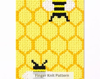 Honeycomb and Bees Chunky Blanket Pattern: Finger Knitting Tutorial (PDF Pattern)