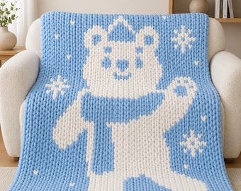 Blanket Knitting Pattern. Chunky Blanket Pattern: Good Finger Knitting Tutorial (PDF Pattern)