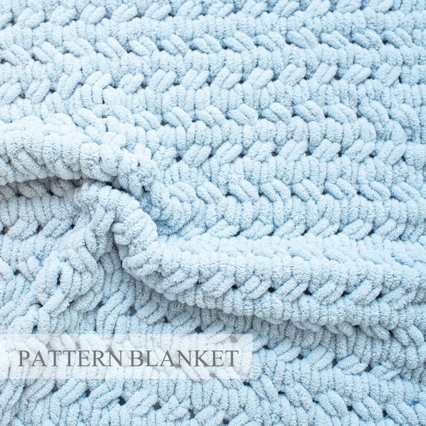 Loop yarn blanket pattern pdf, Chunky Knit Blanket, Alize Puffy Blanket Pattern, Finger knit blanket pattern, Minimalist Pattern