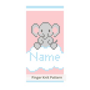 Niestandardowe dzierganie palcami. Spersonalizowany wzór na gruby kocyk z imieniem dziecka w formacie PDF