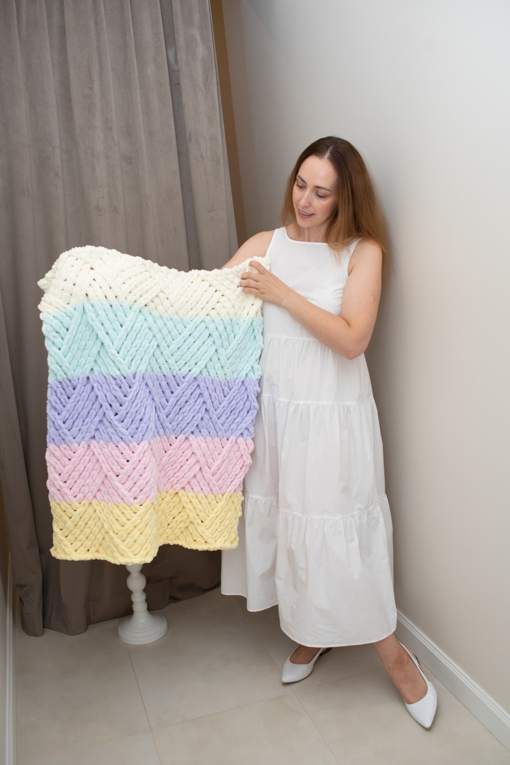 Loop Yarn Blanket Pattern PDF Finger Knit Blanket Pattern Etsy