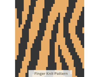 Tiger Print Chunky Blanket Pattern: Finger Knitting Tutorial (PDF)
