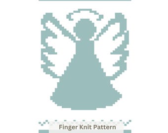 Modello per coperta a maglia grossa Angel, tutorial facile per la lavorazione a maglia con le dita (download PDF)