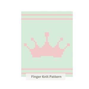 Patrón de manta de punto grueso: Corona de princesa tejida con los dedos (Descarga en PDF)