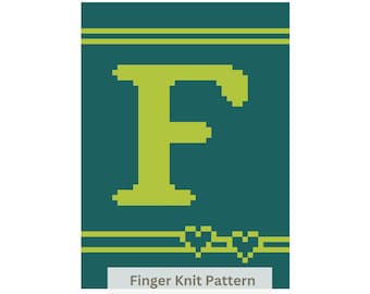 Modello per coperta a maglia grossa: lettera iniziale F, maglia con le dita (PDF)