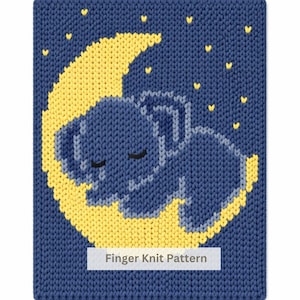 Patrón de manta gruesa de elefante para bebé: Tutorial de tejido a mano (patrón PDF) / Plantilla DIY para decoración del hogar