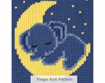 Elefant Baby grobstrick Decke Muster: Finger Stricken Anleitung (PDF Muster) / DIY Vorlage für Wohnkultur