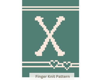 Chunky Blanket Finger Knitting Pattern: Letter X Initial, Easy DIY Tutorial (PDF)