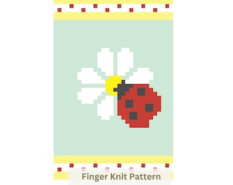 Schema per coperta spessa a forma di fiore di coccinella: tutorial per lavorare a maglia con le dita (schema PDF)