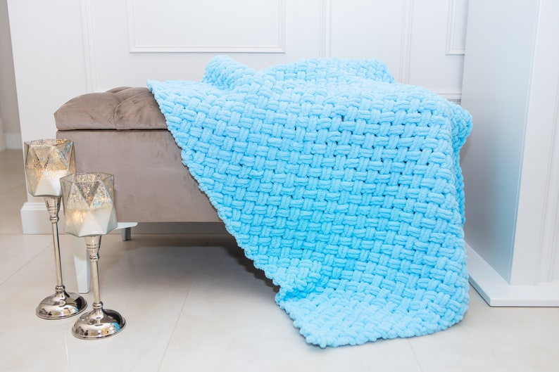 Finger Knit Blanket Pattern Pdf Beginner Patterns Blanket Etsy