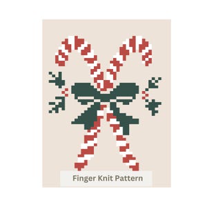 Patrón de manta gruesa Candy Cane Holly: Tutorial de tejido a dos agujas navideño en PDF