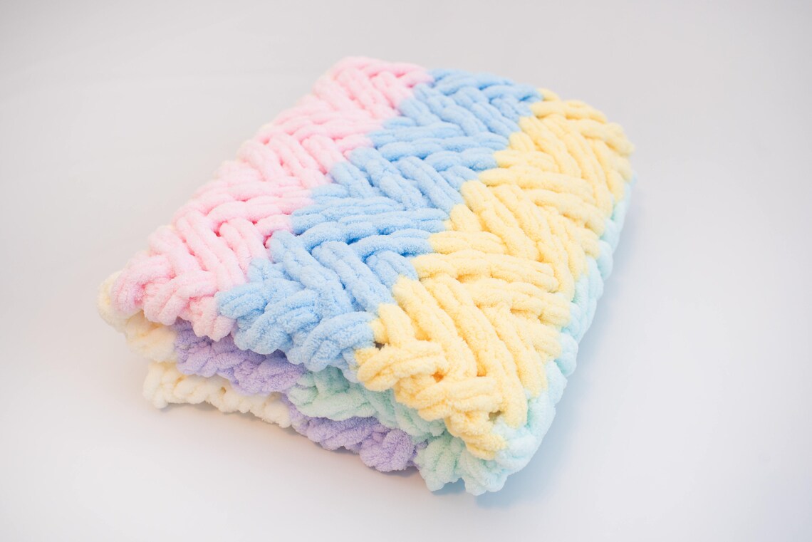 Loop Yarn Blanket Pattern Chunky Knit Blanket Herringbone Etsy